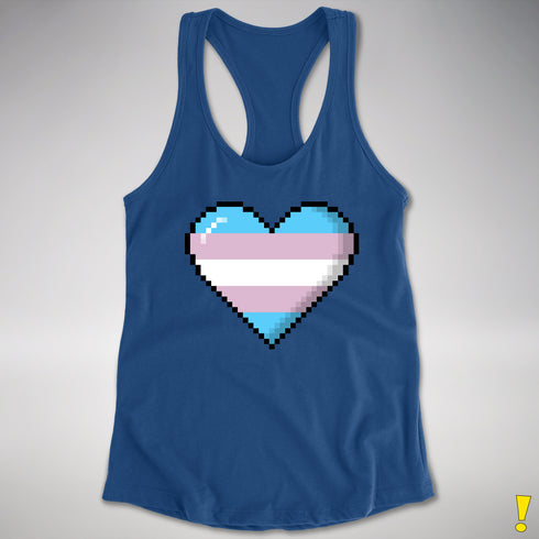 Transgender Pride 8-Bit Pixel Heart Racerback Tank - Royal